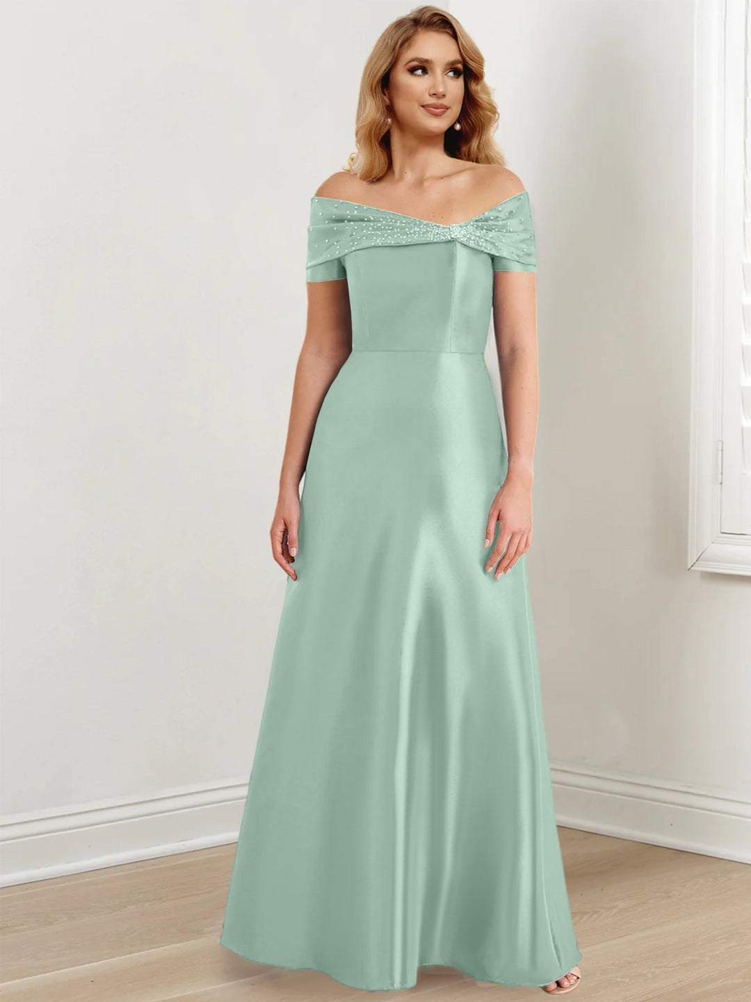 Robes de Mère de la Mariée A-Line/Princess à Épaules Dénudées et Longueur Au Sol