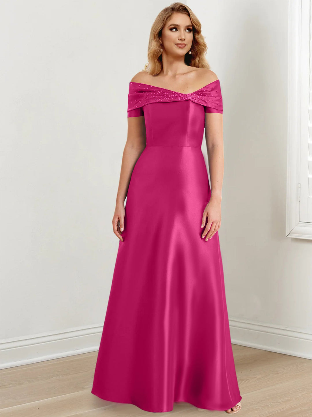 Robes de Mère de la Mariée A-Line/Princess à Épaules Dénudées et Longueur Au Sol