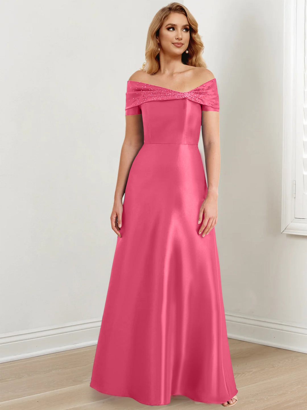 Robes de Mère de la Mariée A-Line/Princess à Épaules Dénudées et Longueur Au Sol