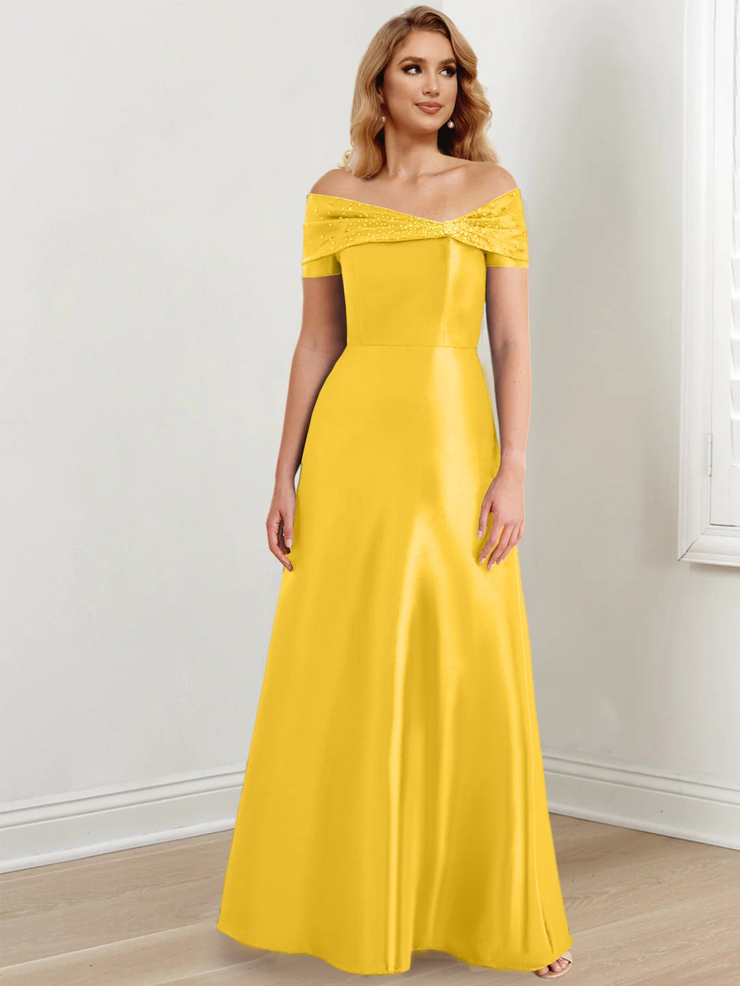 Robes de Mère de la Mariée A-Line/Princess à Épaules Dénudées et Longueur Au Sol