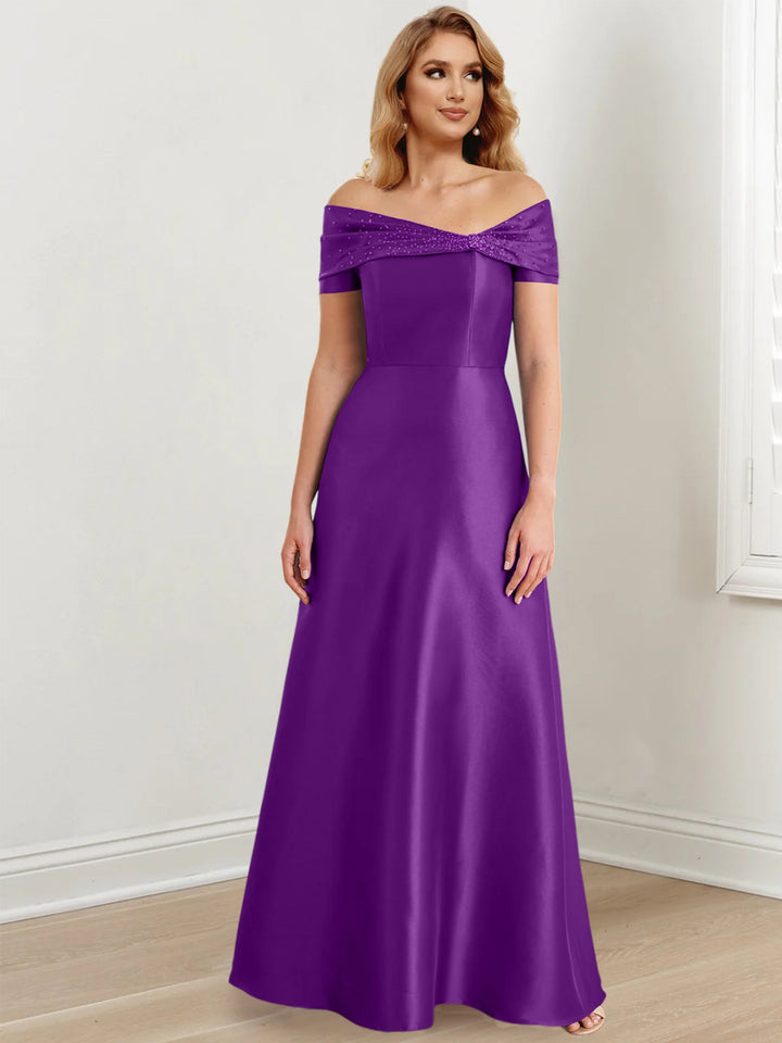 Robes de Mère de la Mariée A-Line/Princess à Épaules Dénudées et Longueur Au Sol
