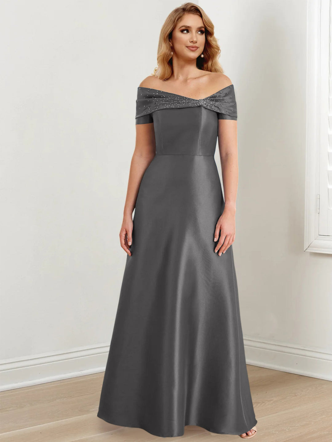 Robes de Mère de la Mariée A-Line/Princess à Épaules Dénudées et Longueur Au Sol
