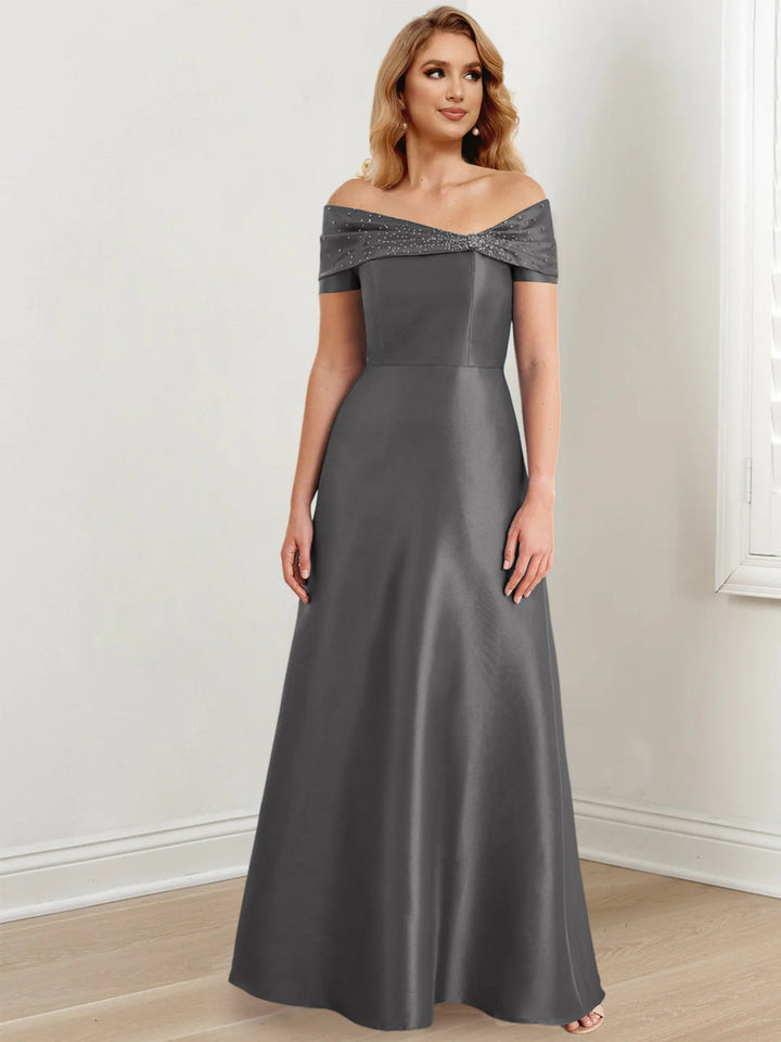 Robes de Mère de la Mariée A-Line/Princess à Épaules Dénudées et Longueur Au Sol