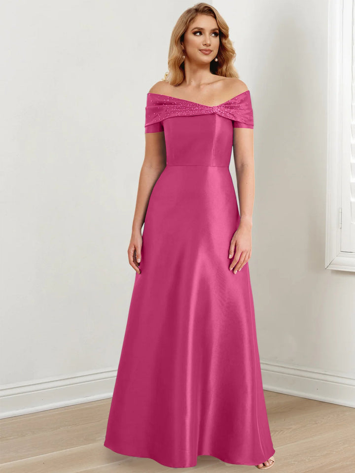 Robes de Mère de la Mariée A-Line/Princess à Épaules Dénudées et Longueur Au Sol