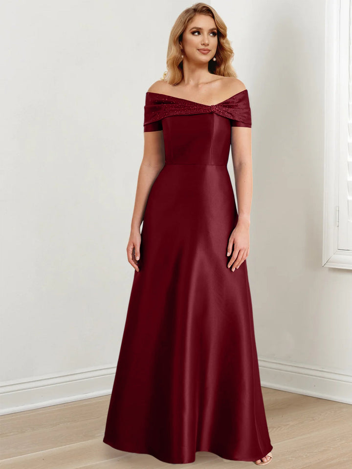Robes de Mère de la Mariée A-Line/Princess à Épaules Dénudées et Longueur Au Sol