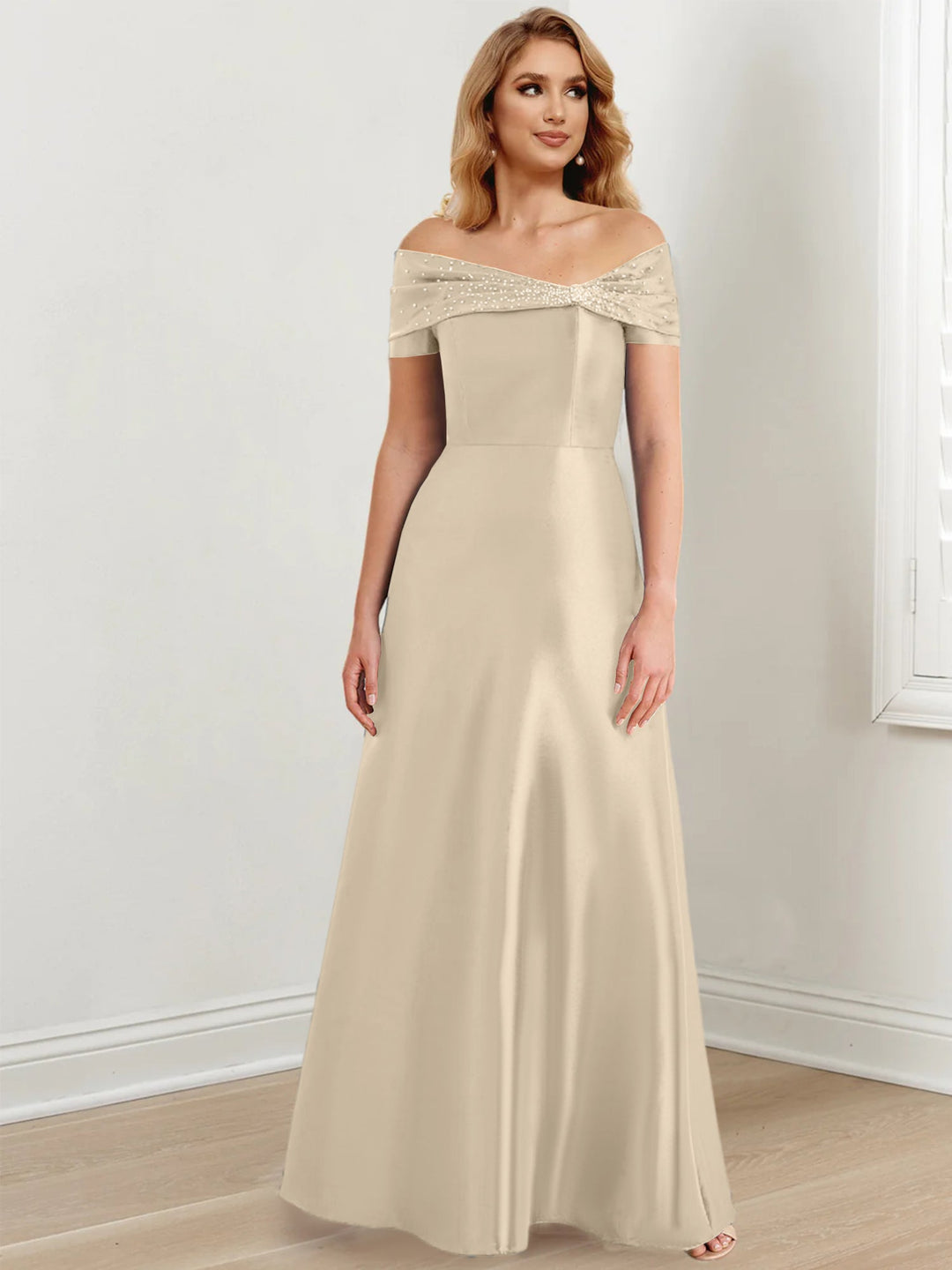 Robes de Mère de la Mariée A-Line/Princess à Épaules Dénudées et Longueur Au Sol