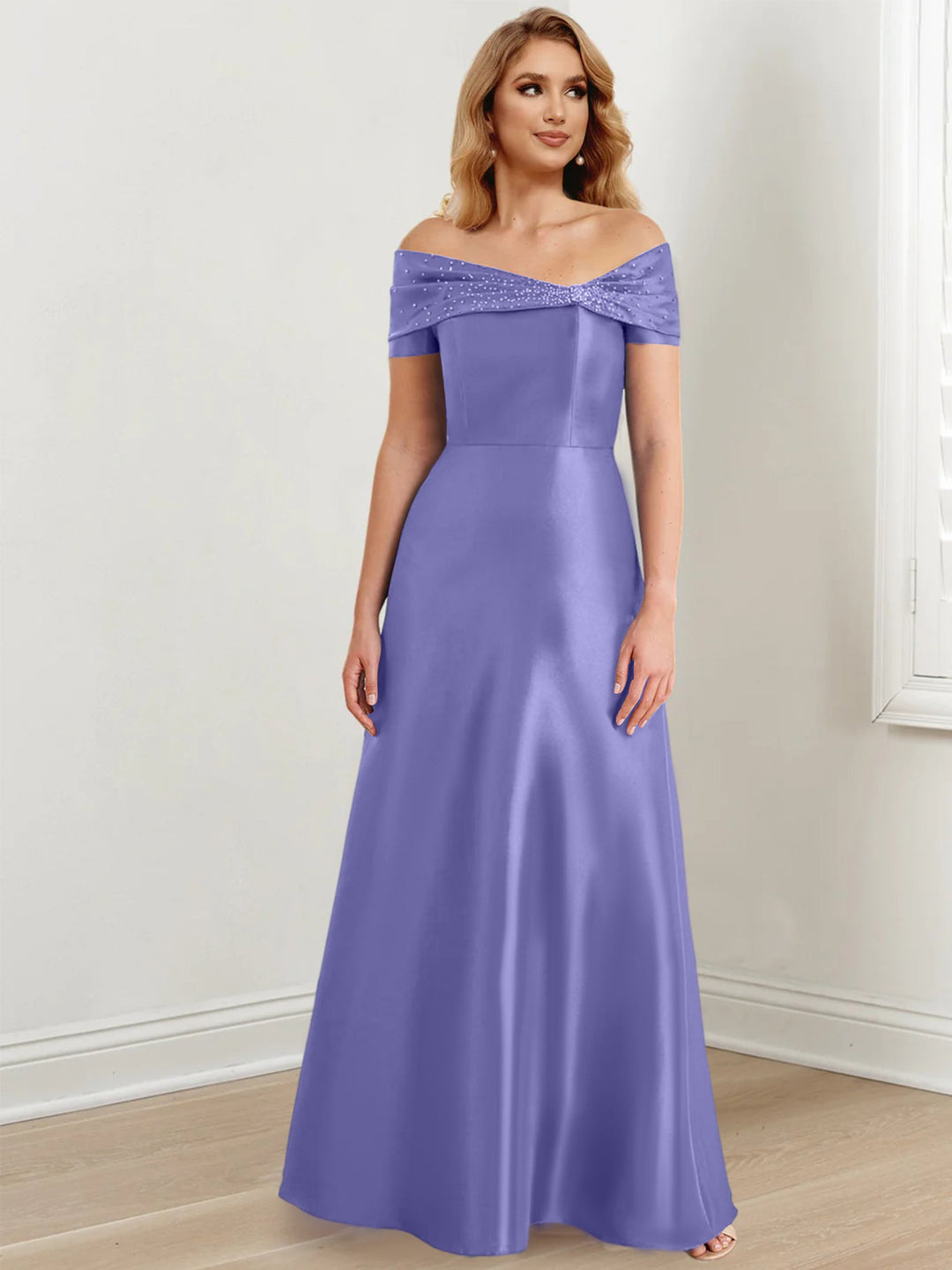 Robes de Mère de la Mariée A-Line/Princess à Épaules Dénudées et Longueur Au Sol
