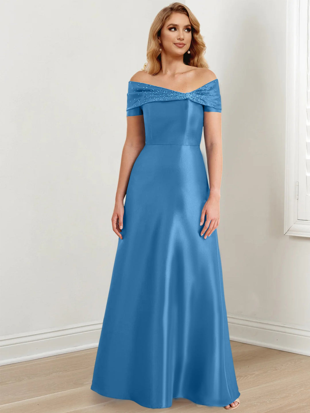 Robes de Mère de la Mariée A-Line/Princess à Épaules Dénudées et Longueur Au Sol