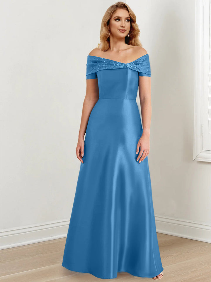 Robes de Mère de la Mariée A-Line/Princess à Épaules Dénudées et Longueur Au Sol