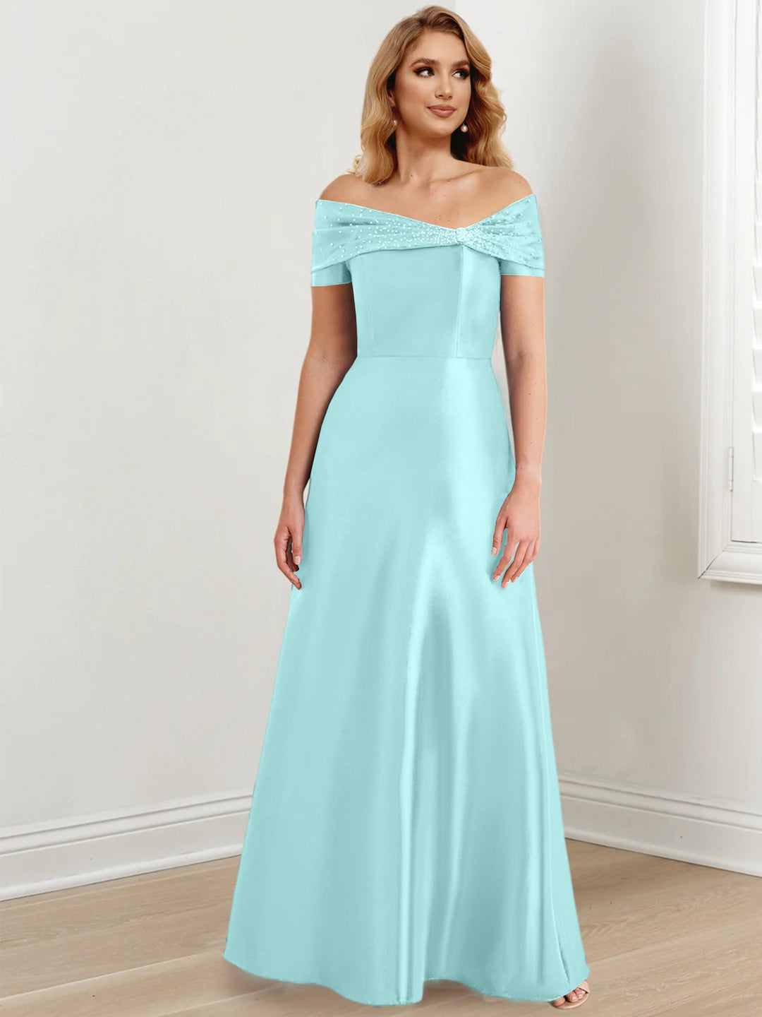Robes de Mère de la Mariée A-Line/Princess à Épaules Dénudées et Longueur Au Sol