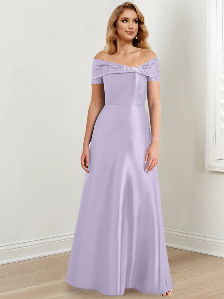 Robes de Mère de la Mariée A-Line/Princess à Épaules Dénudées et Longueur Au Sol
