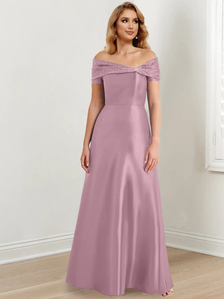Robes de Mère de la Mariée A-Line/Princess à Épaules Dénudées et Longueur Au Sol