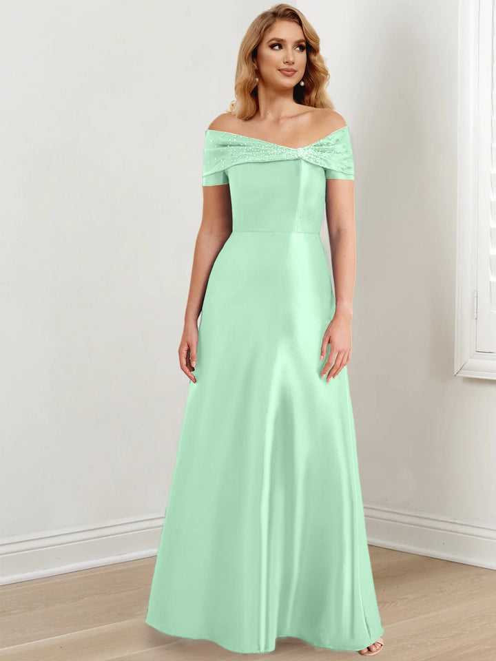Robes de Mère de la Mariée A-Line/Princess à Épaules Dénudées et Longueur Au Sol