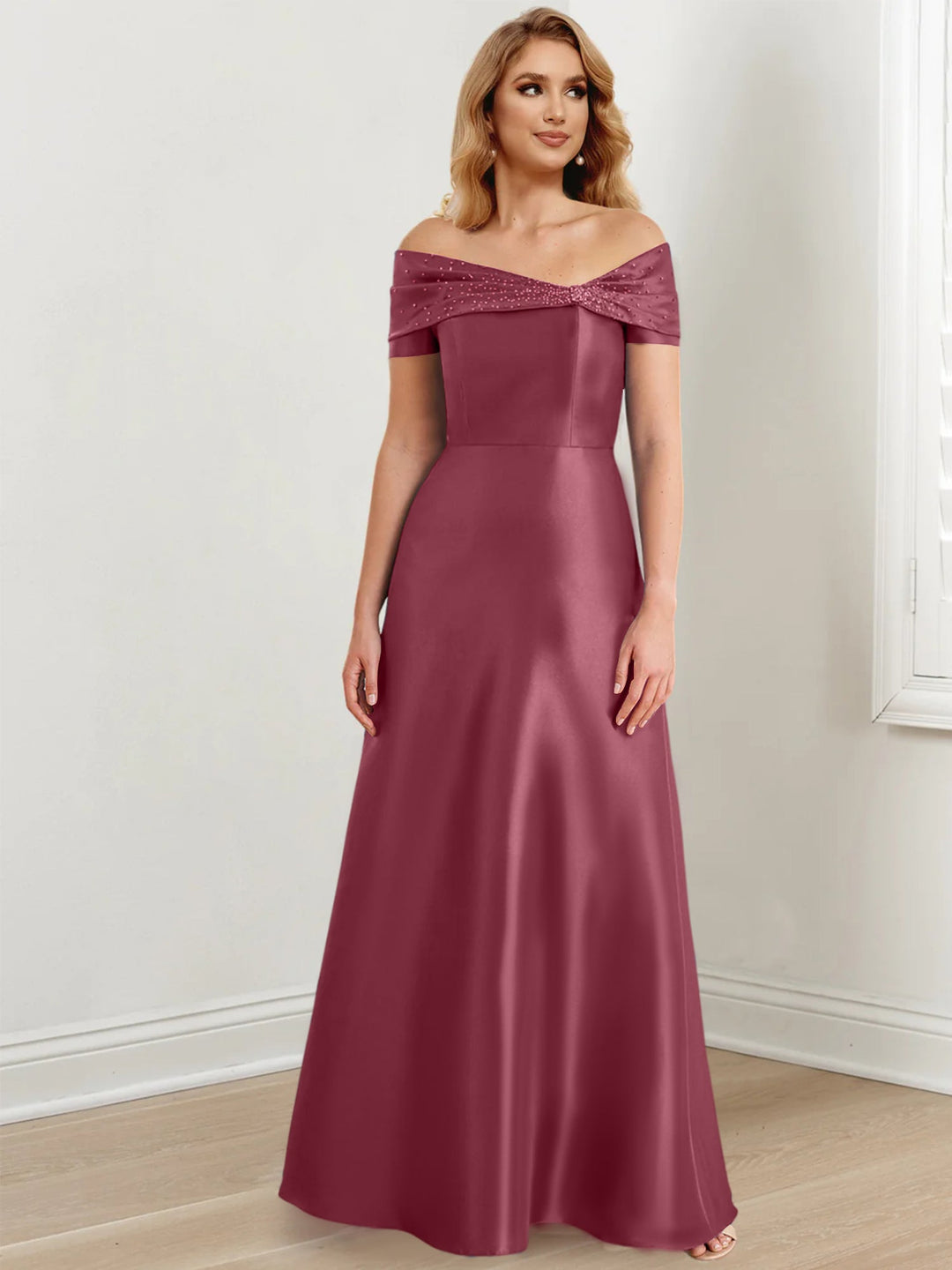 Robes de Mère de la Mariée A-Line/Princess à Épaules Dénudées et Longueur Au Sol