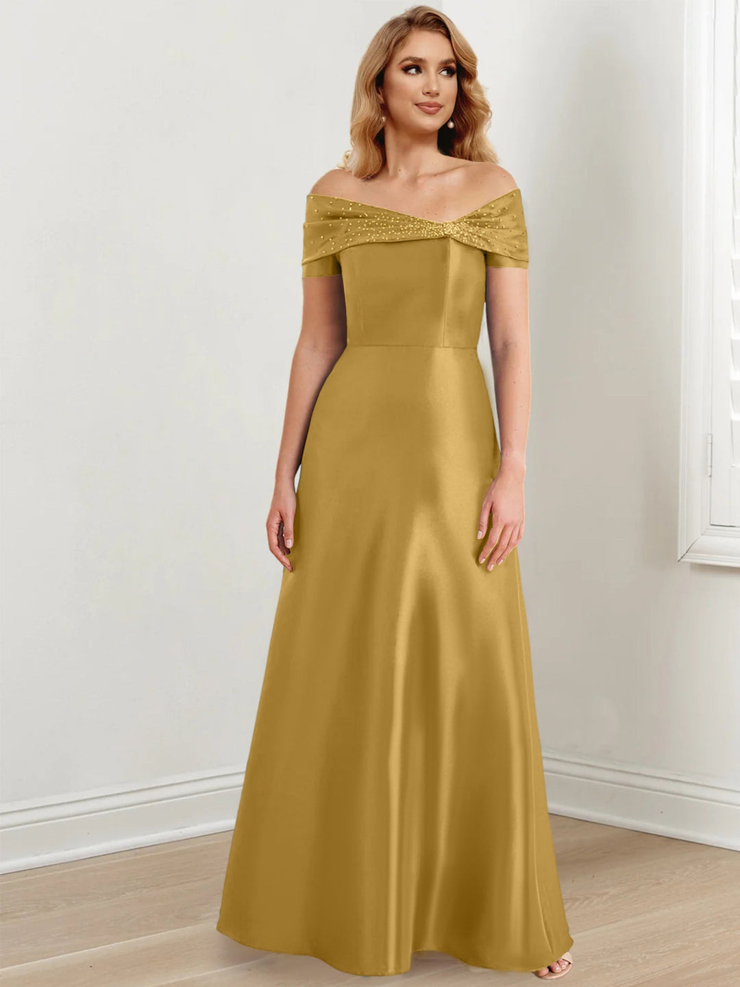 Robes de Mère de la Mariée A-Line/Princess à Épaules Dénudées et Longueur Au Sol
