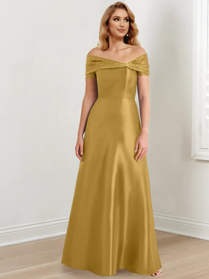 Robes de Mère de la Mariée A-Line/Princess à Épaules Dénudées et Longueur Au Sol