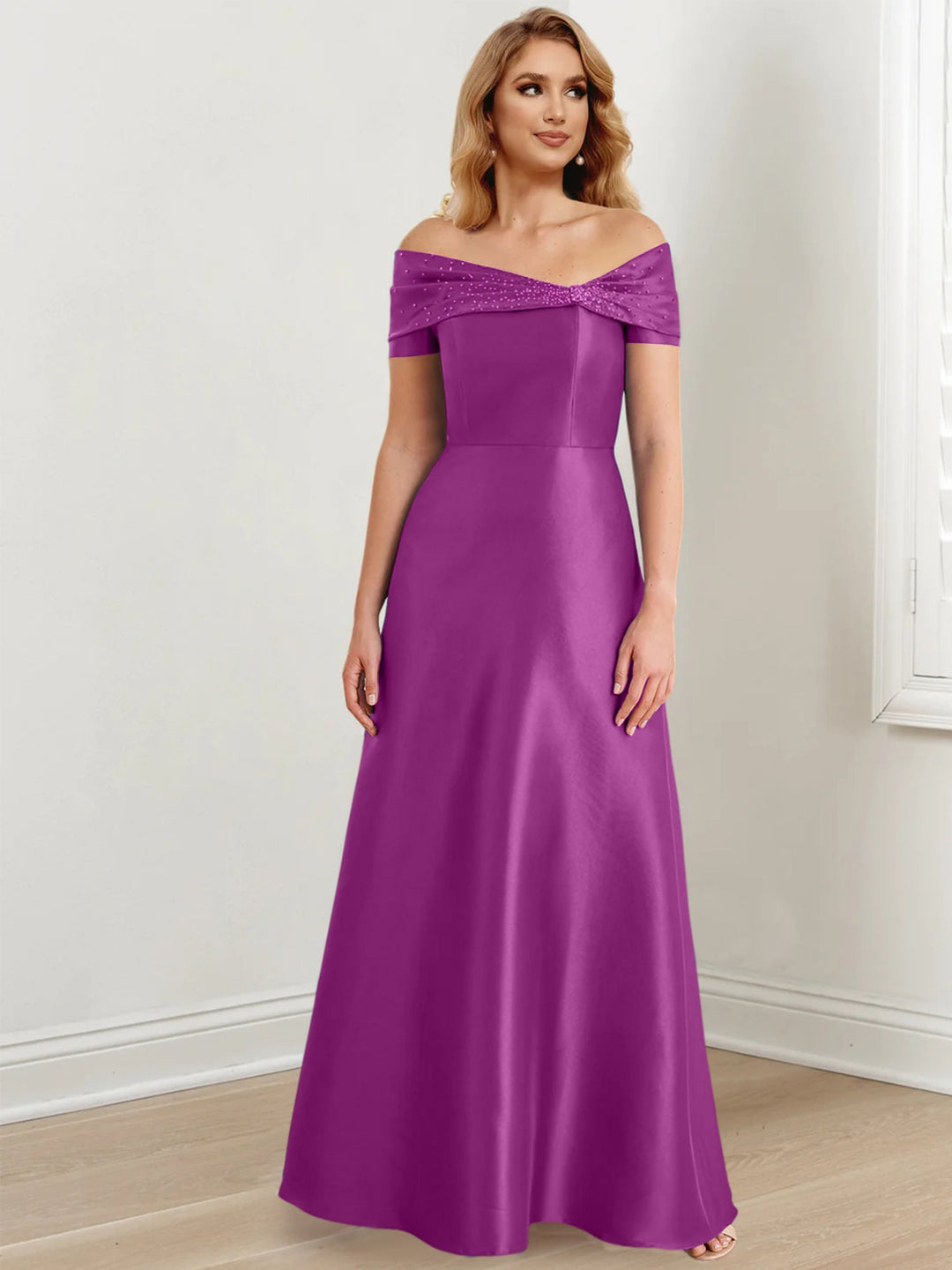 Robes de Mère de la Mariée A-Line/Princess à Épaules Dénudées et Longueur Au Sol