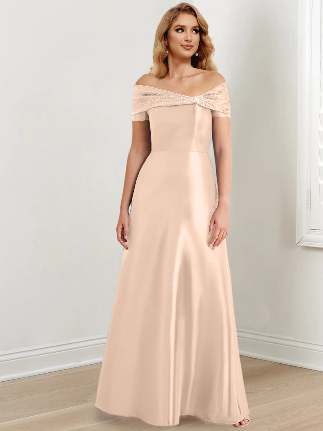 Robes de Mère de la Mariée A-Line/Princess à Épaules Dénudées et Longueur Au Sol