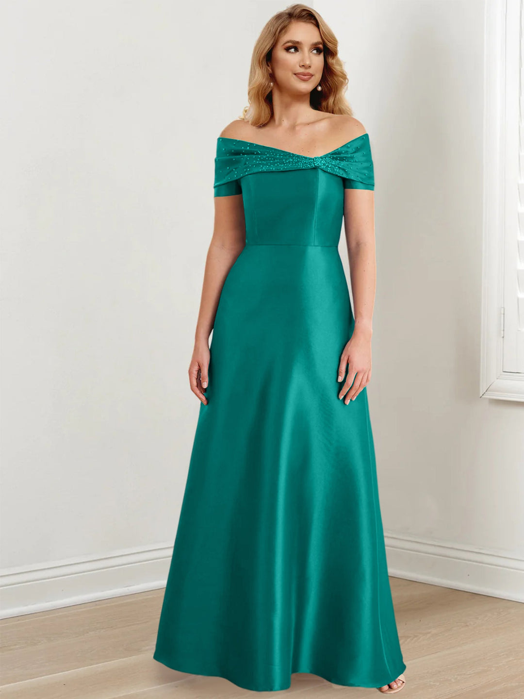 Robes de Mère de la Mariée A-Line/Princess à Épaules Dénudées et Longueur Au Sol
