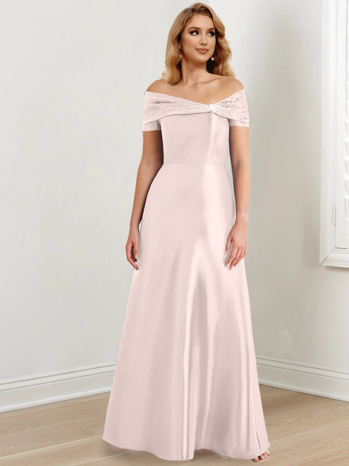 Robes de Mère de la Mariée A-Line/Princess à Épaules Dénudées et Longueur Au Sol