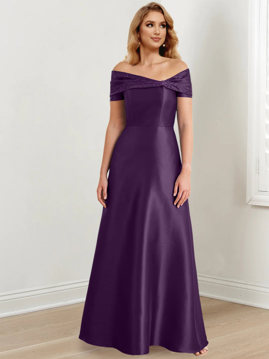 Robes de Mère de la Mariée A-Line/Princess à Épaules Dénudées et Longueur Au Sol