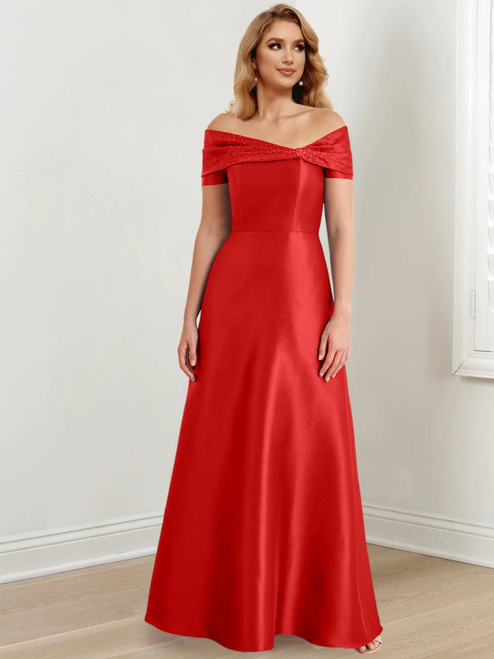 Robes de Mère de la Mariée A-Line/Princess à Épaules Dénudées et Longueur Au Sol
