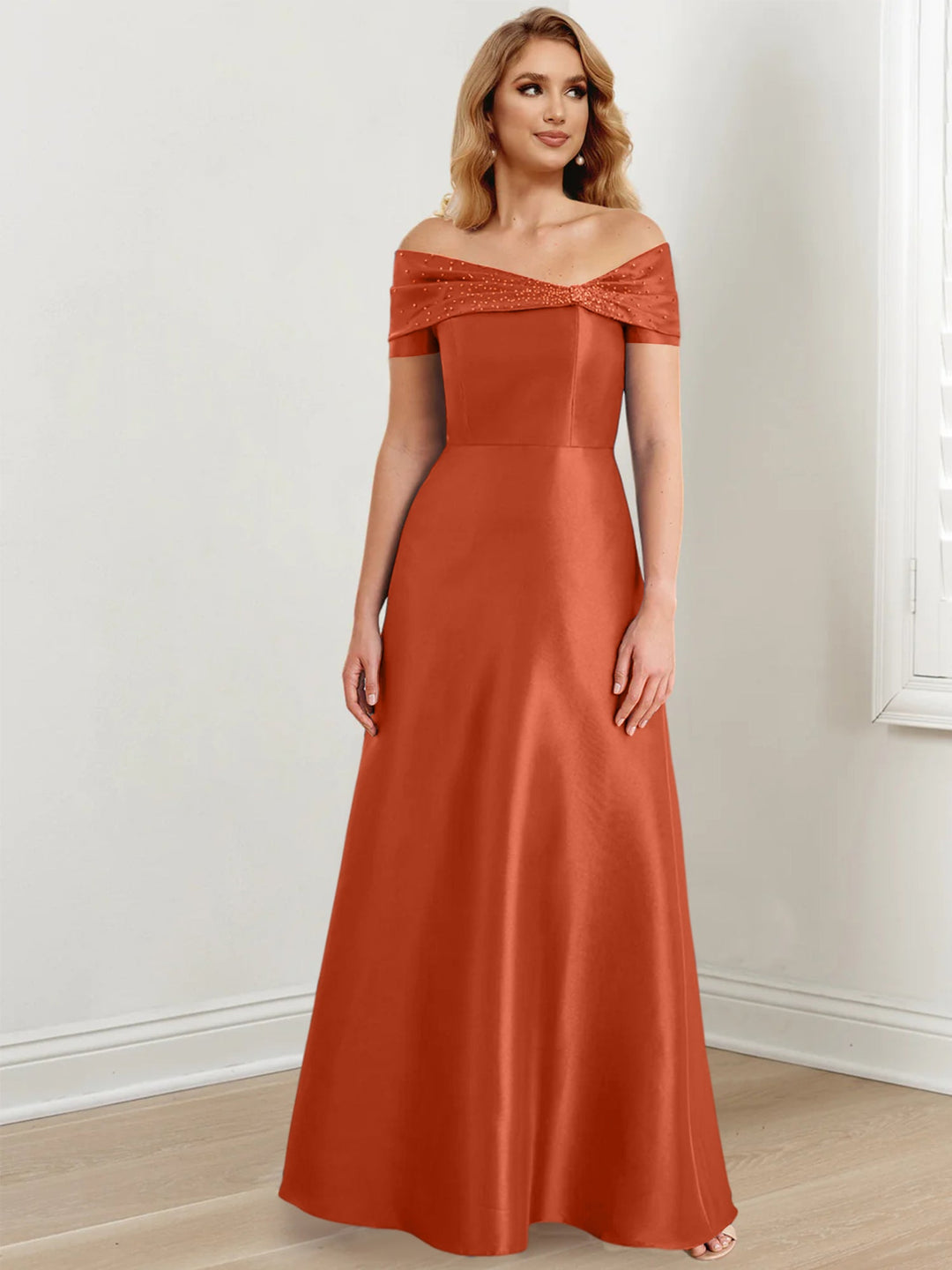 Robes de Mère de la Mariée A-Line/Princess à Épaules Dénudées et Longueur Au Sol