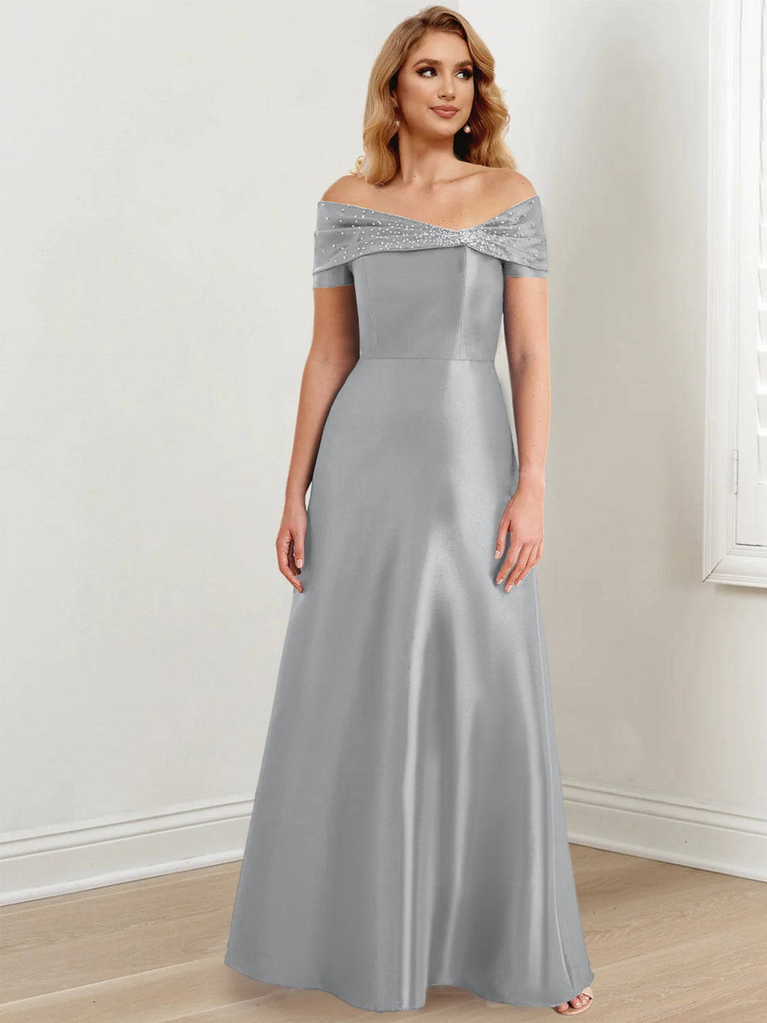 Robes de Mère de la Mariée A-Line/Princess à Épaules Dénudées et Longueur Au Sol