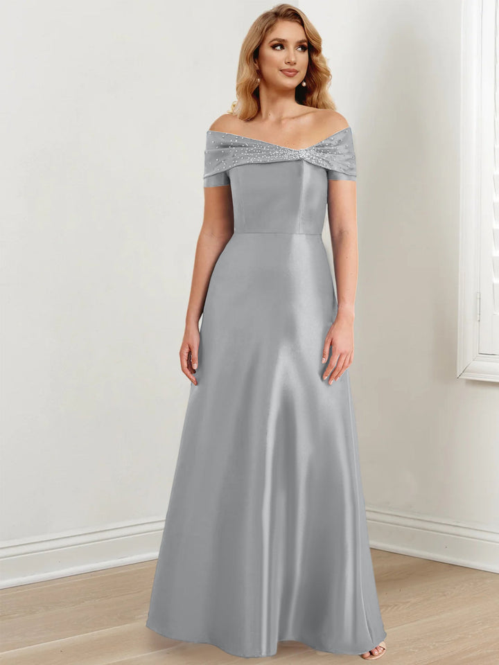 Robes de Mère de la Mariée A-Line/Princess à Épaules Dénudées et Longueur Au Sol