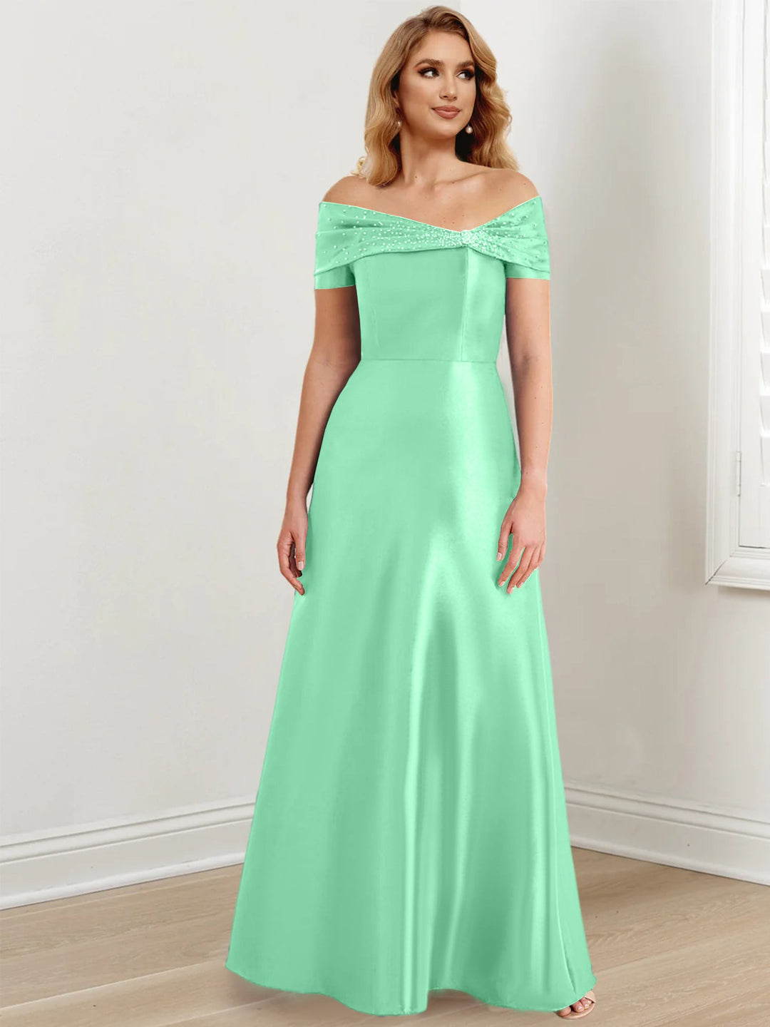 Robes de Mère de la Mariée A-Line/Princess à Épaules Dénudées et Longueur Au Sol