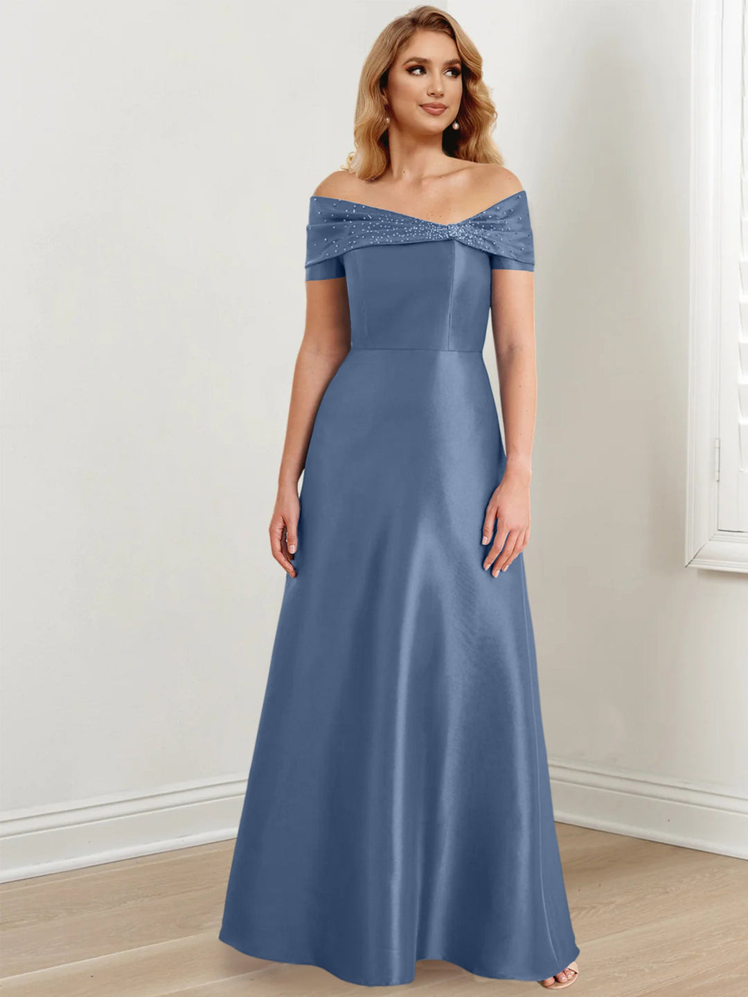 Robes de Mère de la Mariée A-Line/Princess à Épaules Dénudées et Longueur Au Sol
