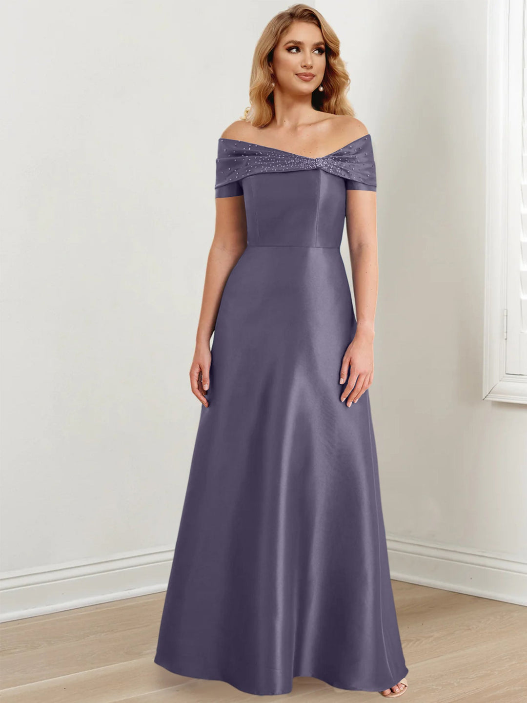 Robes de Mère de la Mariée A-Line/Princess à Épaules Dénudées et Longueur Au Sol