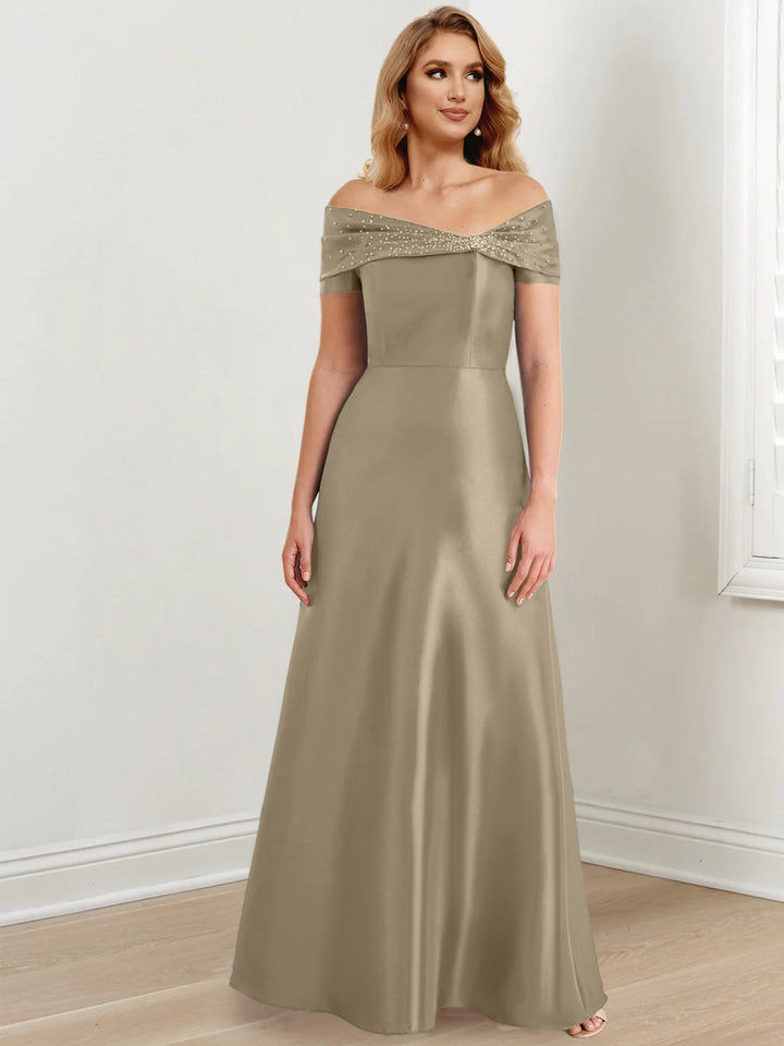 Robes de Mère de la Mariée A-Line/Princess à Épaules Dénudées et Longueur Au Sol