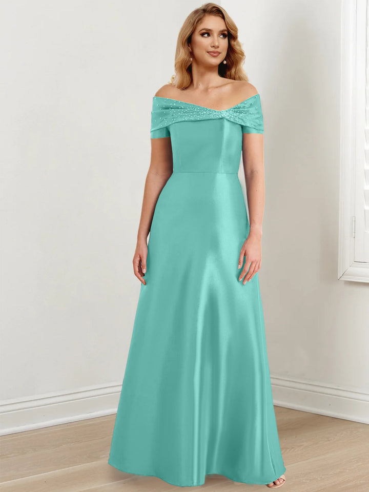 Robes de Mère de la Mariée A-Line/Princess à Épaules Dénudées et Longueur Au Sol