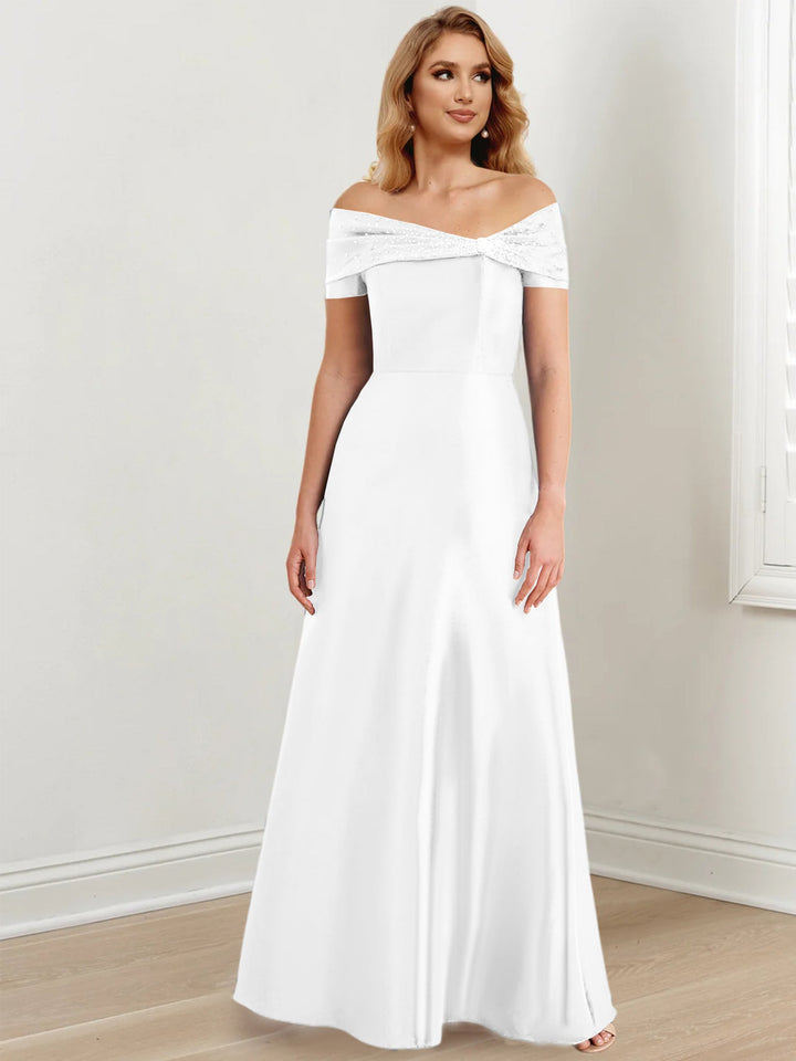 Robes de Mère de la Mariée A-Line/Princess à Épaules Dénudées et Longueur Au Sol