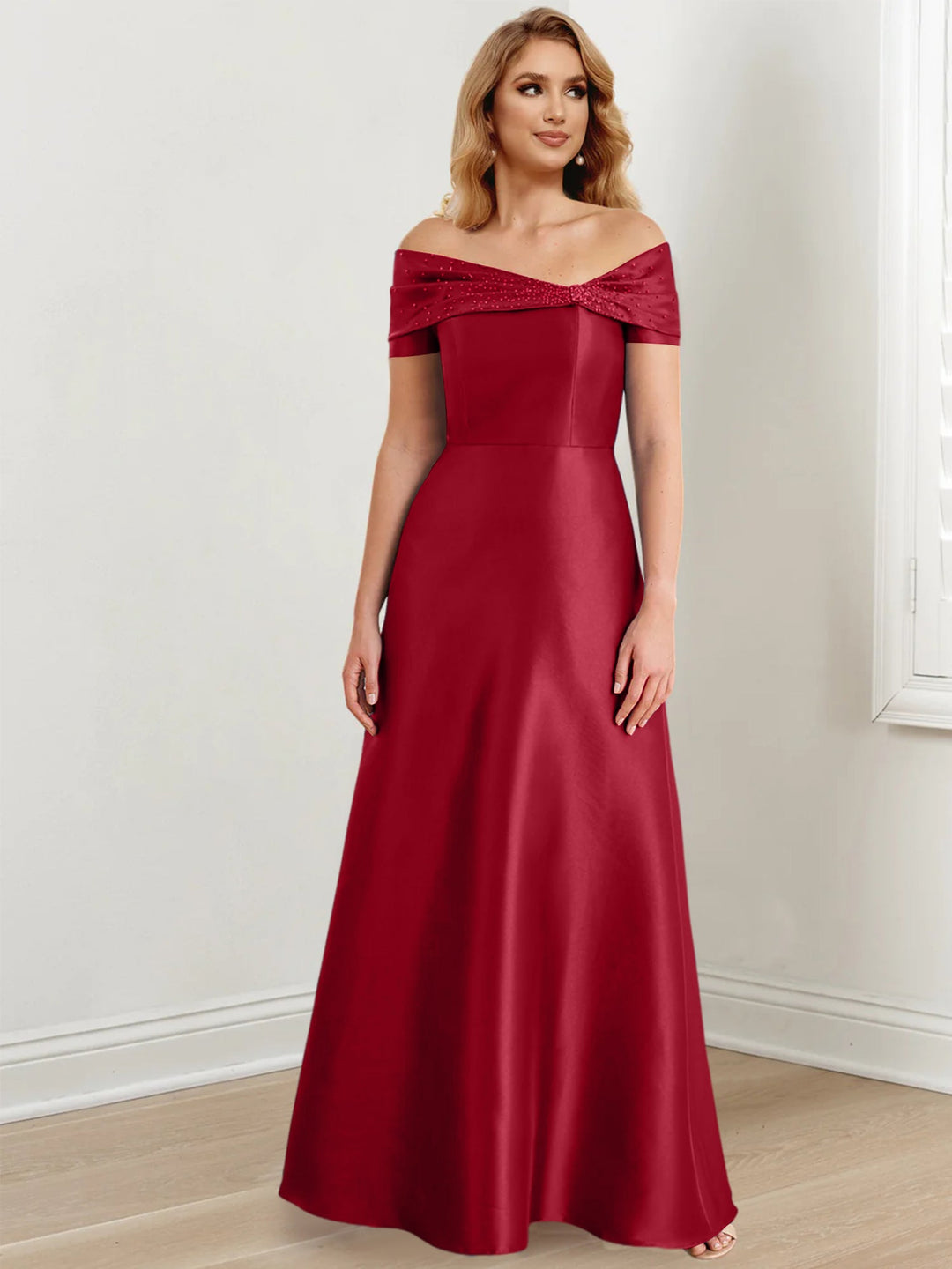 Robes de Mère de la Mariée A-Line/Princess à Épaules Dénudées et Longueur Au Sol