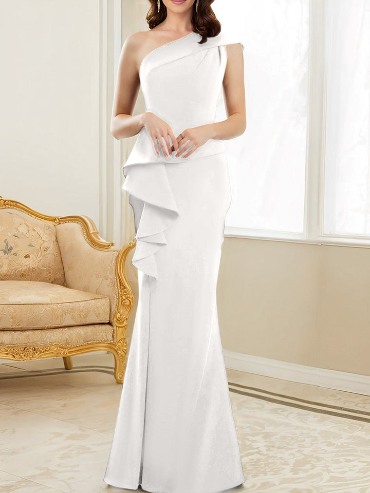 Robes de Mère de la Mariée Trompette/Sirène à Une Épaule et Longueur Au Sol