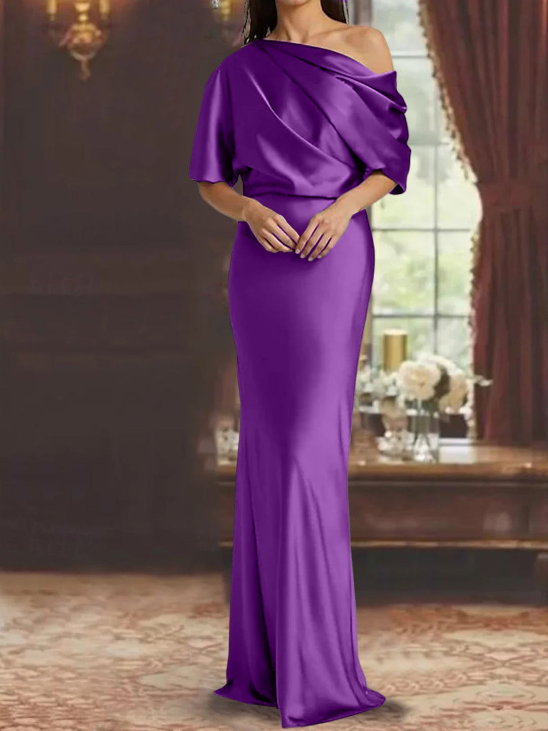 Robes de Mère de la Mariée à Une Épaule, Fourreau/Colonne