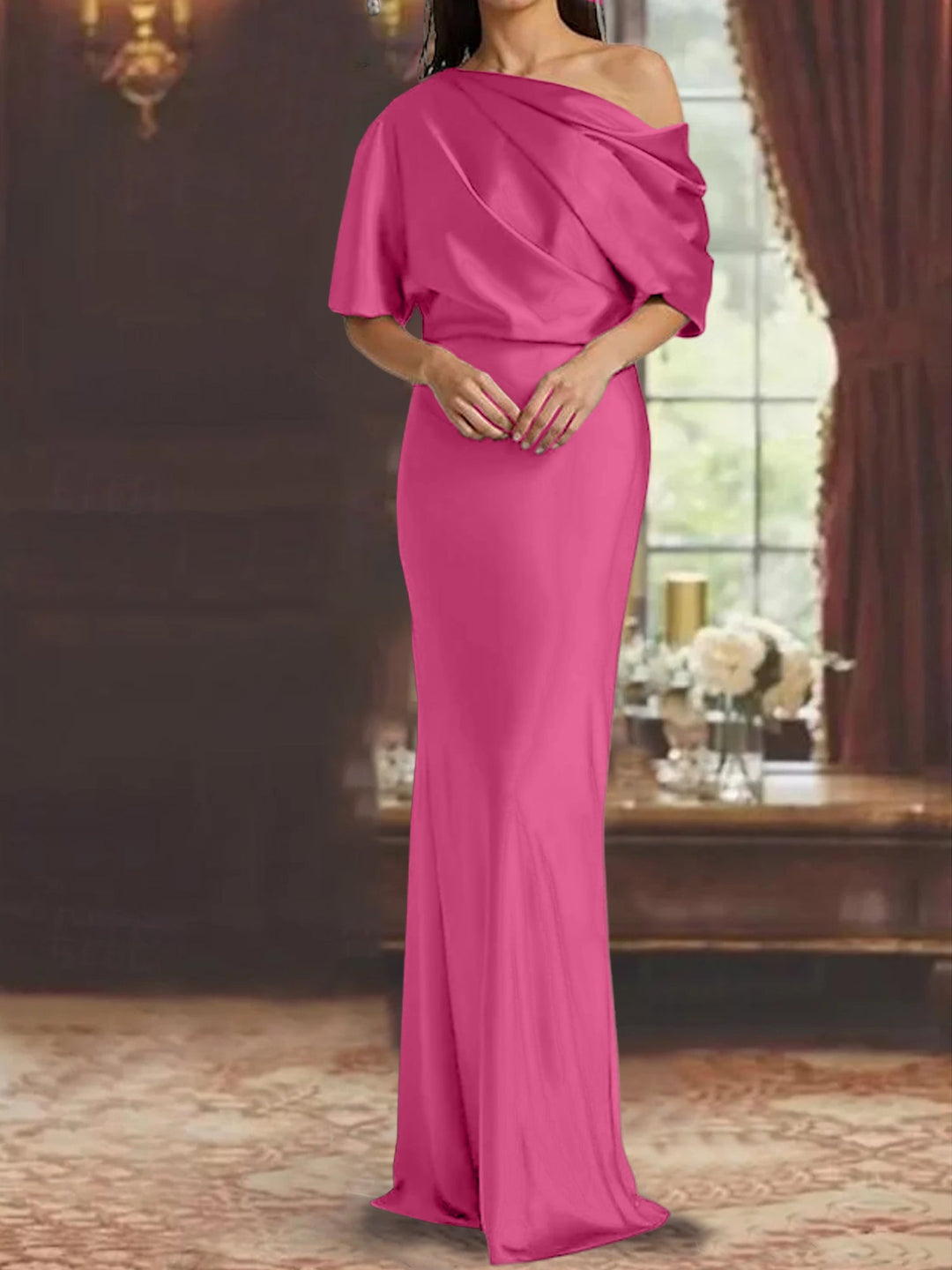 Robes de Mère de la Mariée à Une Épaule, Fourreau/Colonne