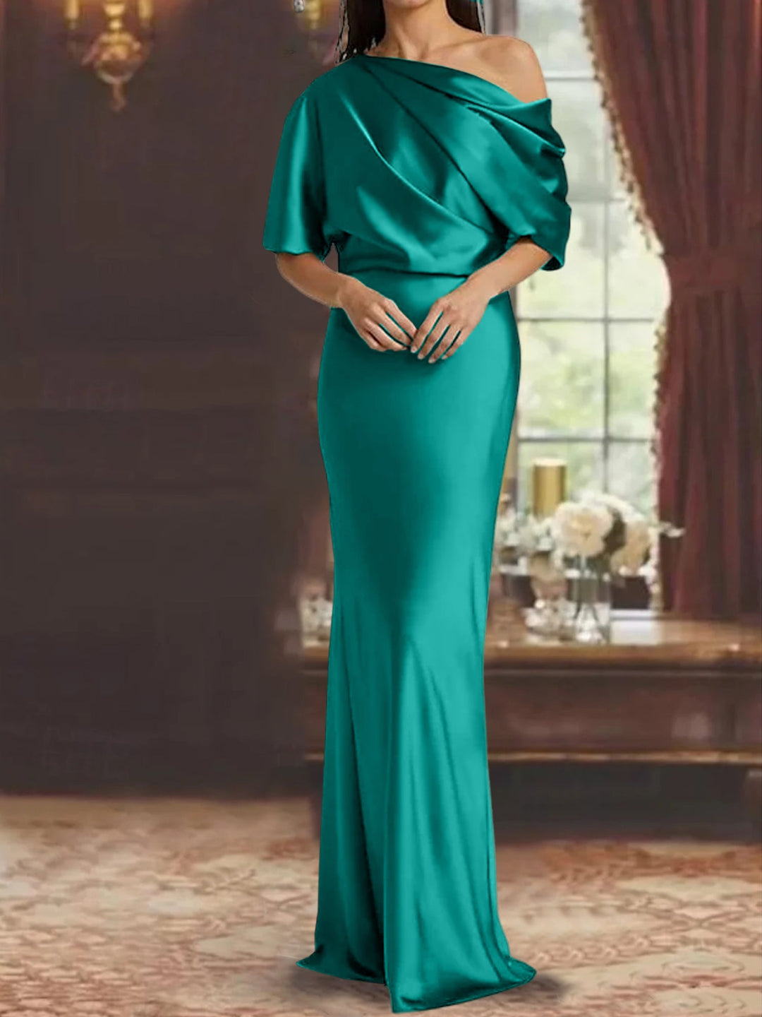 Robes de Mère de la Mariée à Une Épaule, Fourreau/Colonne