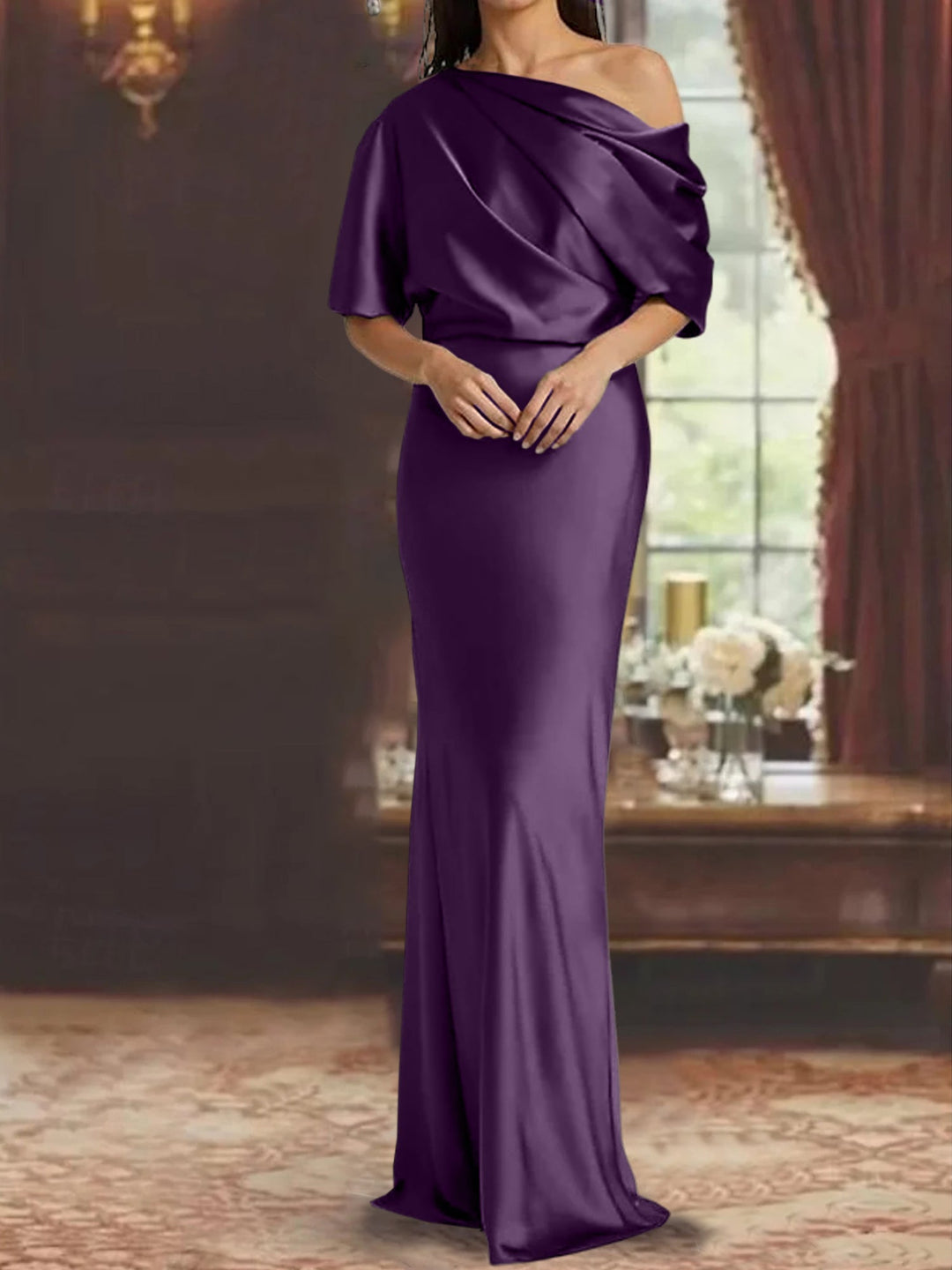 Robes de Mère de la Mariée à Une Épaule, Fourreau/Colonne