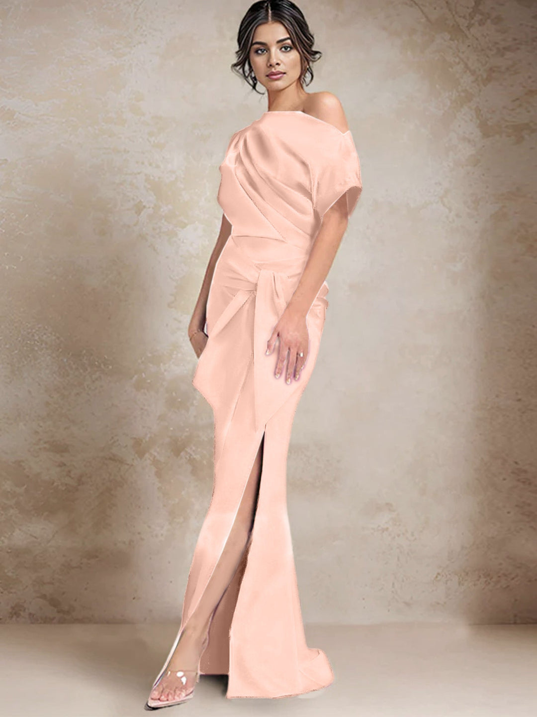 Robes de Mère de la Mariée à Une Épaule, Style Trompette/Sirène, avec Fente Sur le Côté