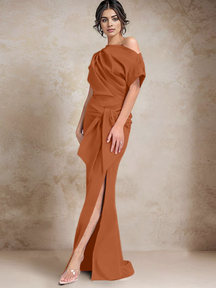 Robes de Mère de la Mariée à Une Épaule, Style Trompette/Sirène, avec Fente Sur le Côté