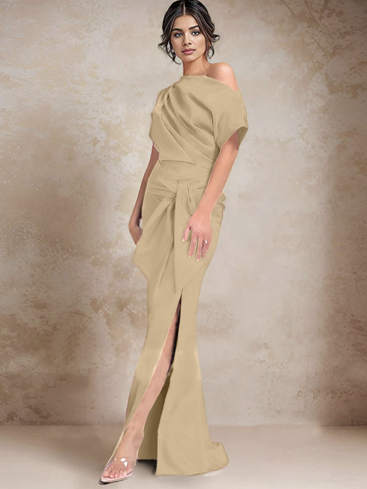 Robes de Mère de la Mariée à Une Épaule, Style Trompette/Sirène, avec Fente Sur le Côté