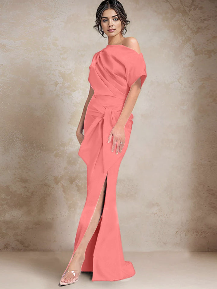 Robes de Mère de la Mariée à Une Épaule, Style Trompette/Sirène, avec Fente Sur le Côté