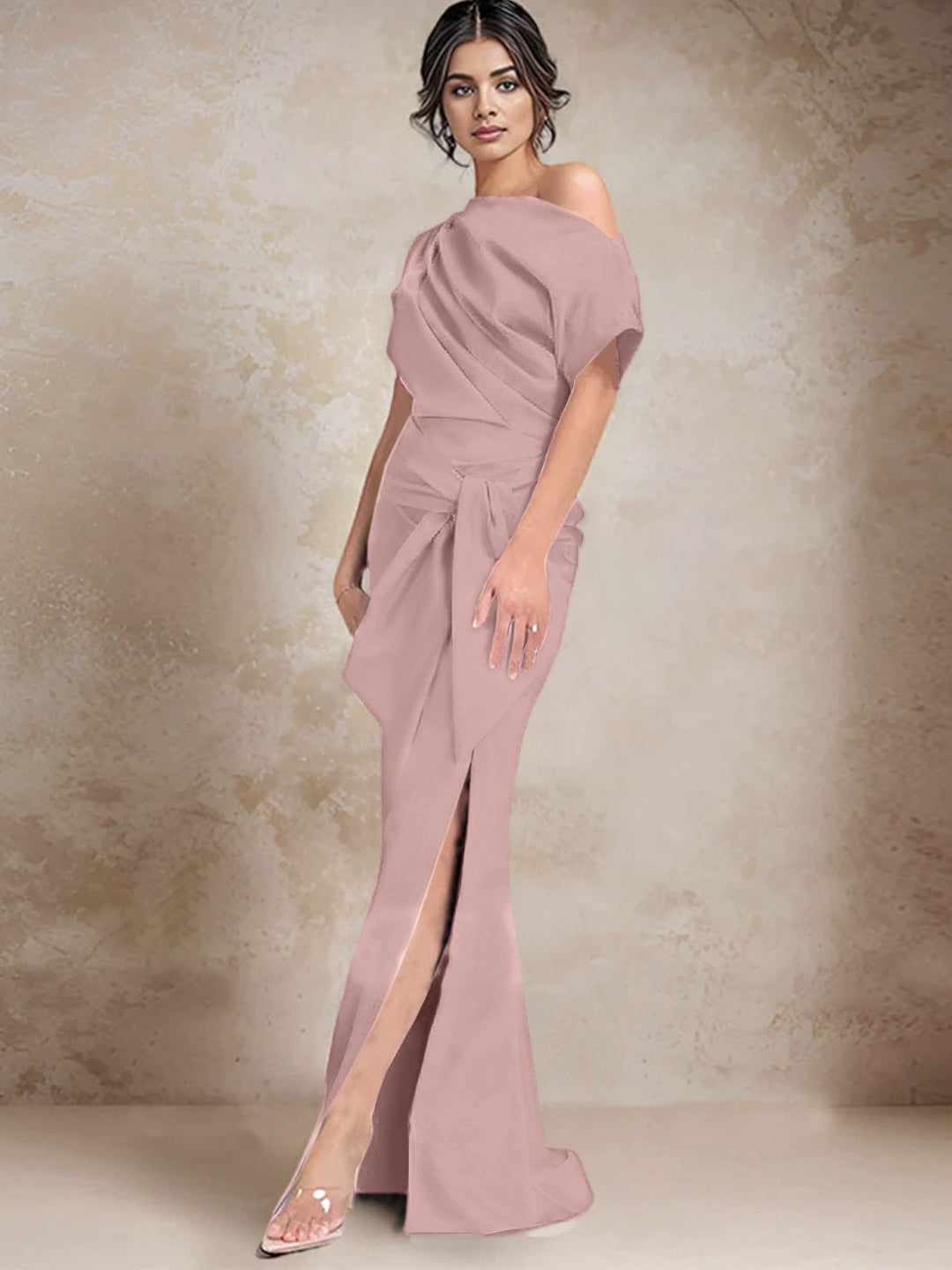 Robes de Mère de la Mariée à Une Épaule, Style Trompette/Sirène, avec Fente Sur le Côté