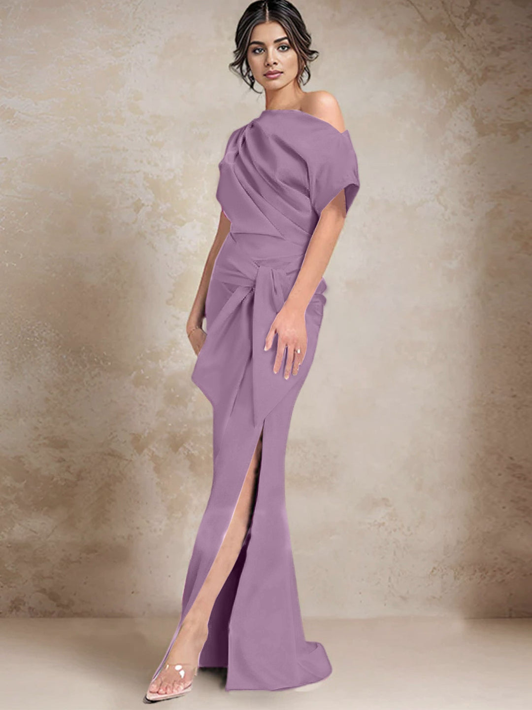 Robes de Mère de la Mariée à Une Épaule, Style Trompette/Sirène, avec Fente Sur le Côté