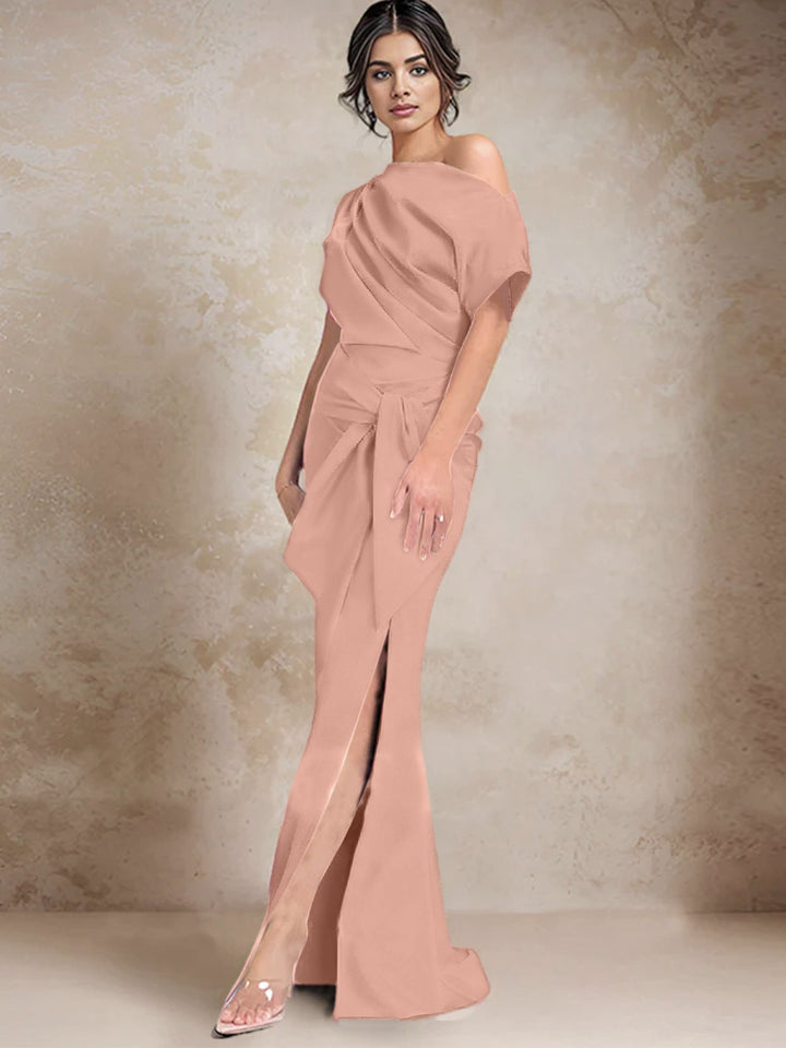 Robes de Mère de la Mariée à Une Épaule, Style Trompette/Sirène, avec Fente Sur le Côté