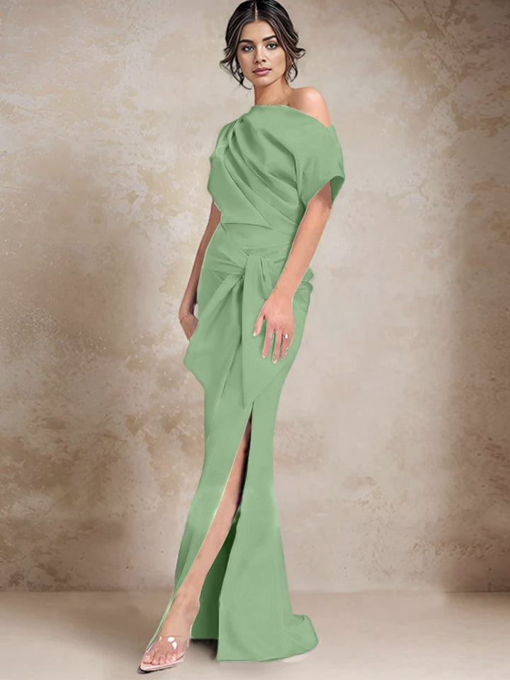 Robes de Mère de la Mariée à Une Épaule, Style Trompette/Sirène, avec Fente Sur le Côté