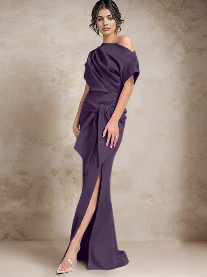 Robes de Mère de la Mariée à Une Épaule, Style Trompette/Sirène, avec Fente Sur le Côté